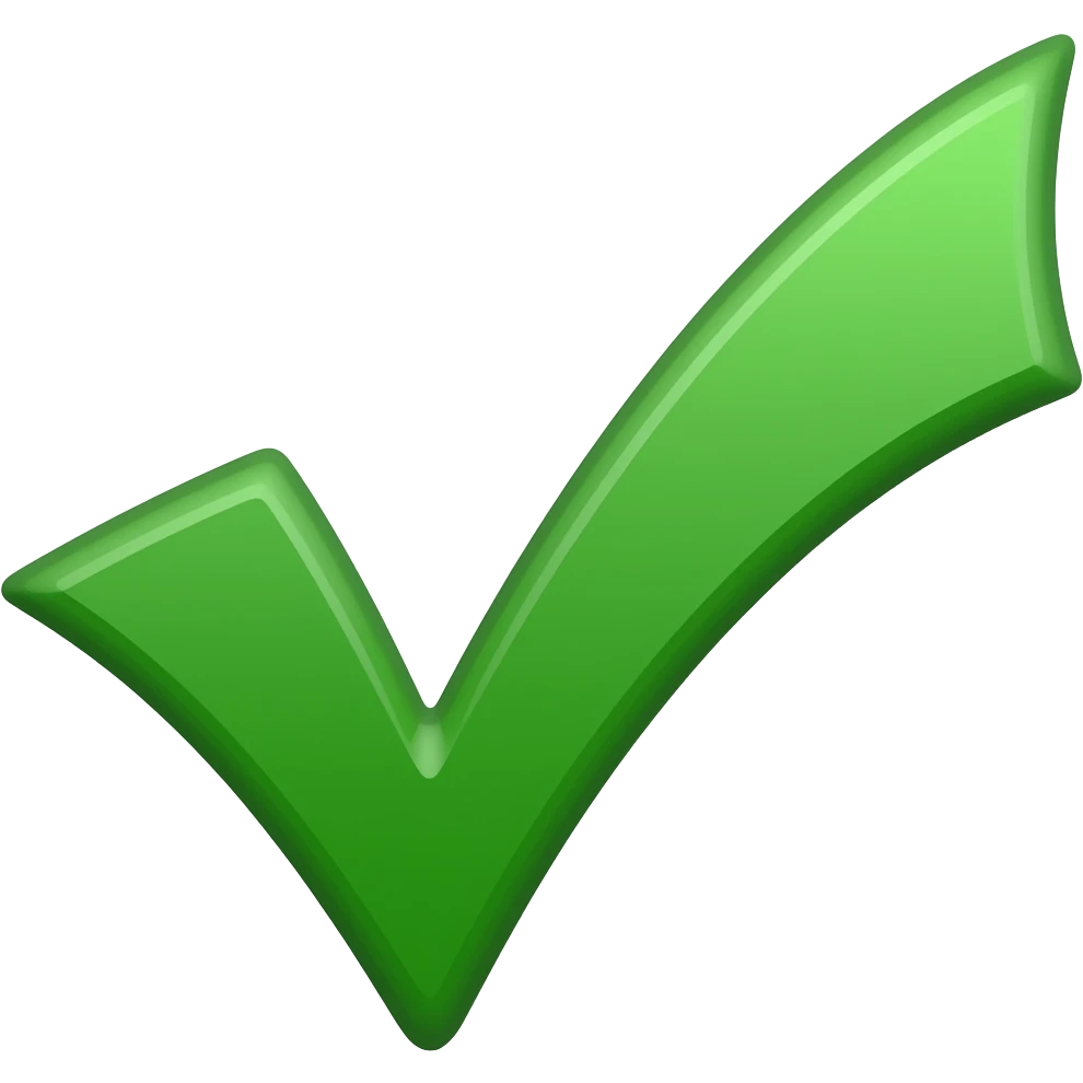 Un signo de palomita de color verde sin curvas emoji