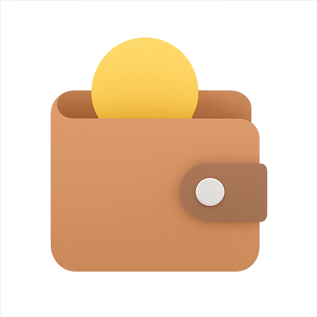 wallet icon, colorful, with a coin or cash detail emoji