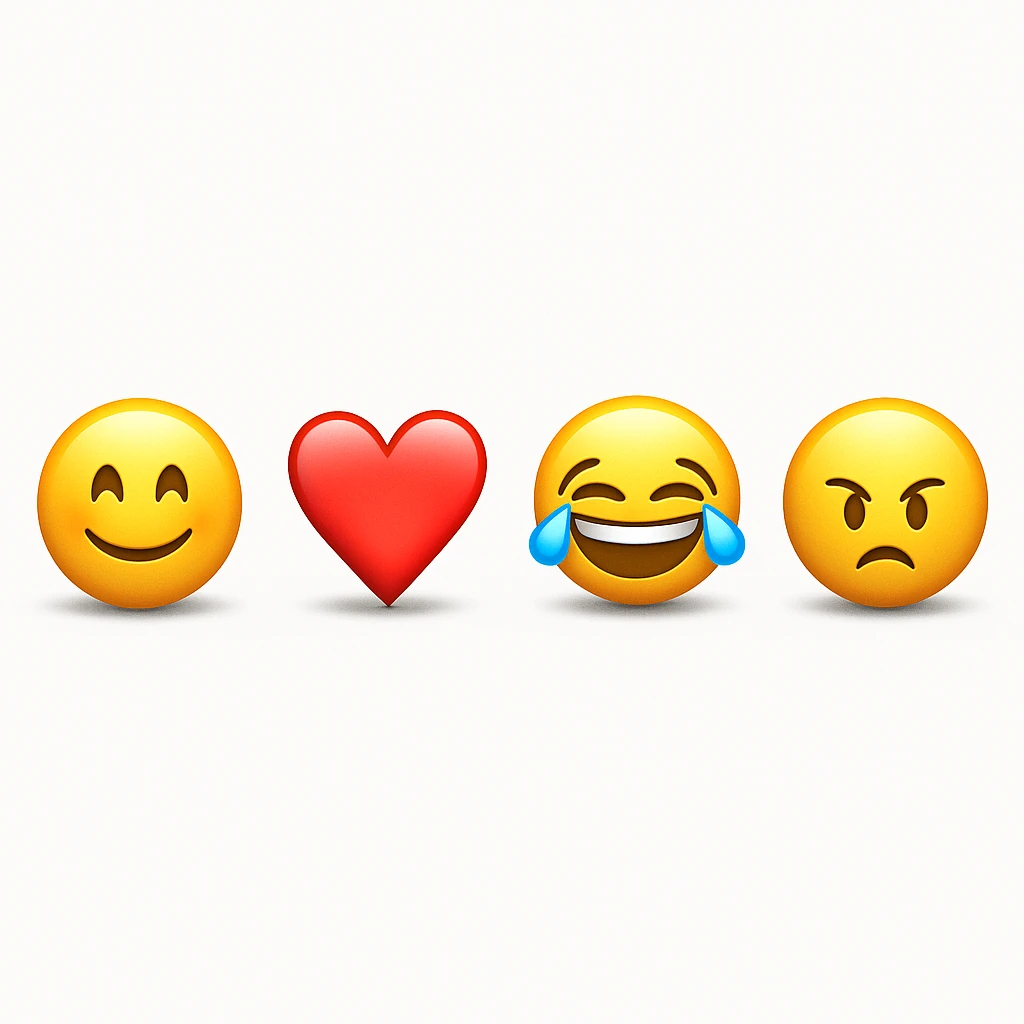 make four emojis on white background with good amount of shadow  emoji