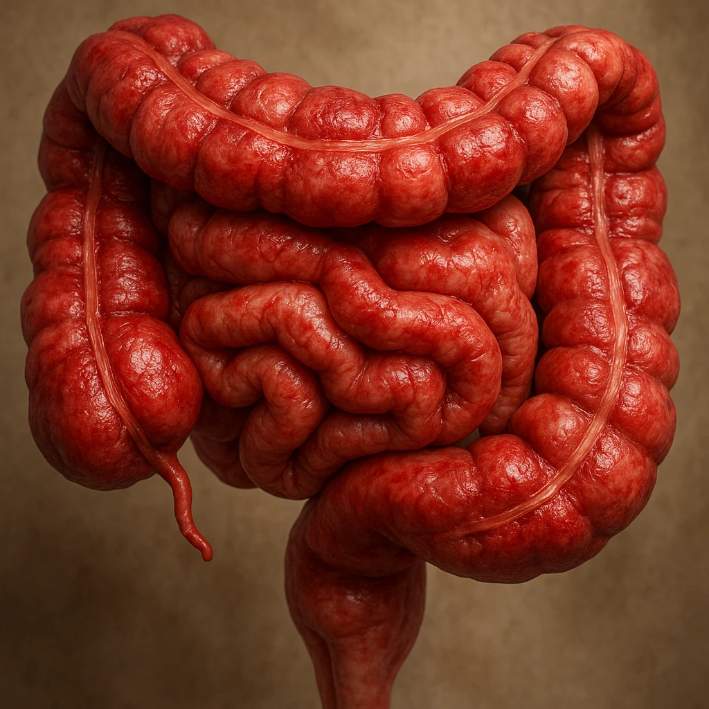 intestino umano anatomico realistico infiammato iperrealistico 4k emoji