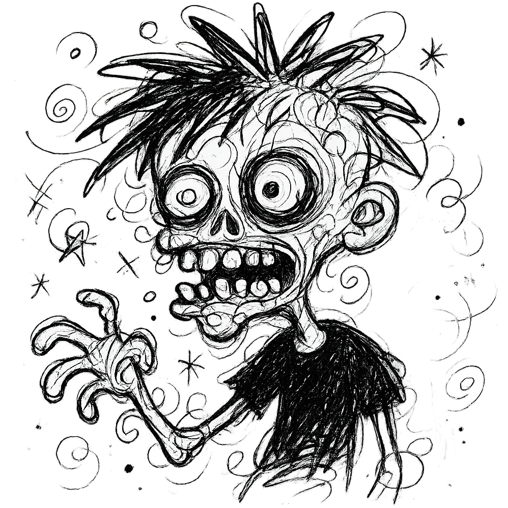 zombie boy with spiky emo hair and black shirt emoji