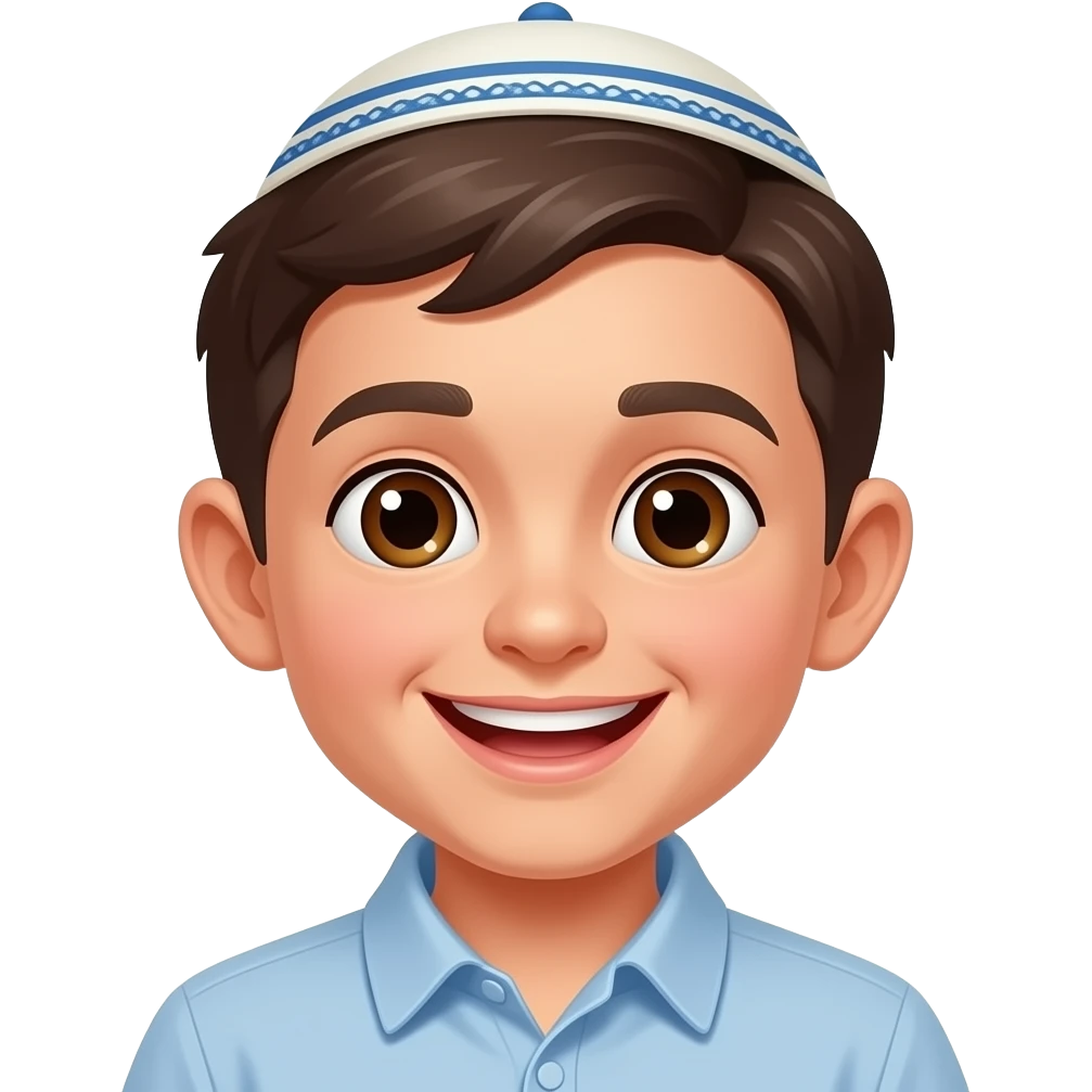 a jowish boy happy with a kepah emoji