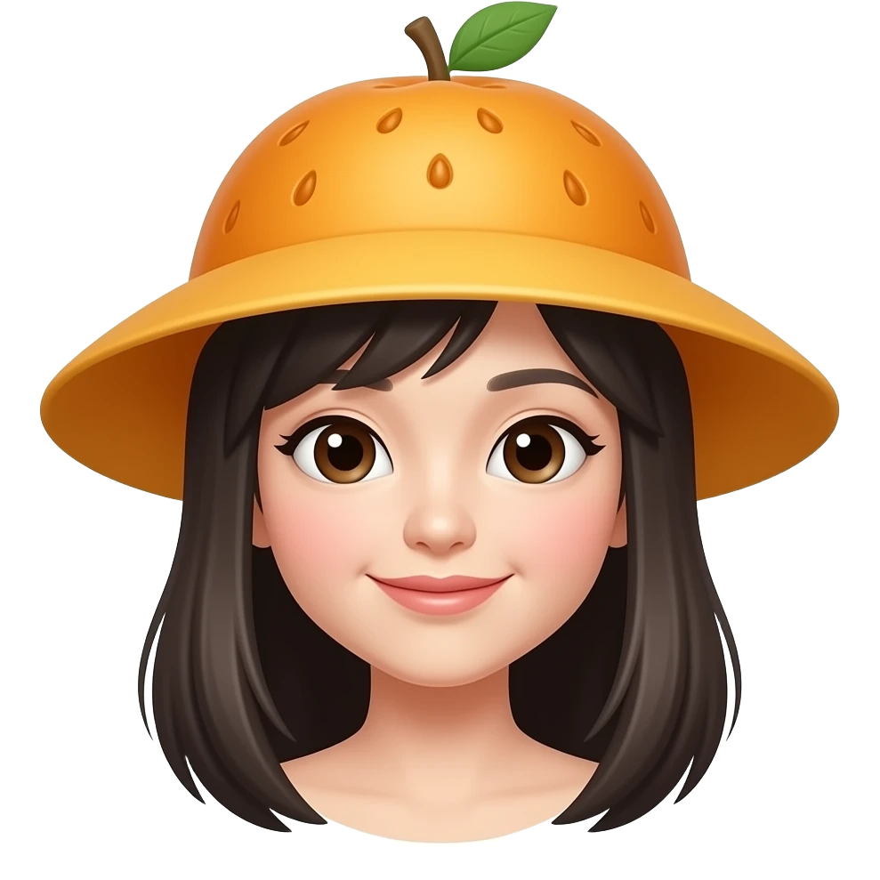 chinese woman wearing Fruit Hat emoji
