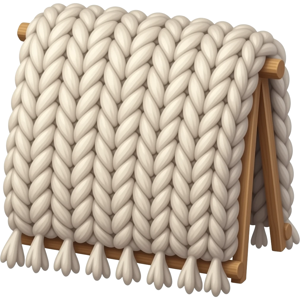 Chunky yarn blanket knitting with loom emoji