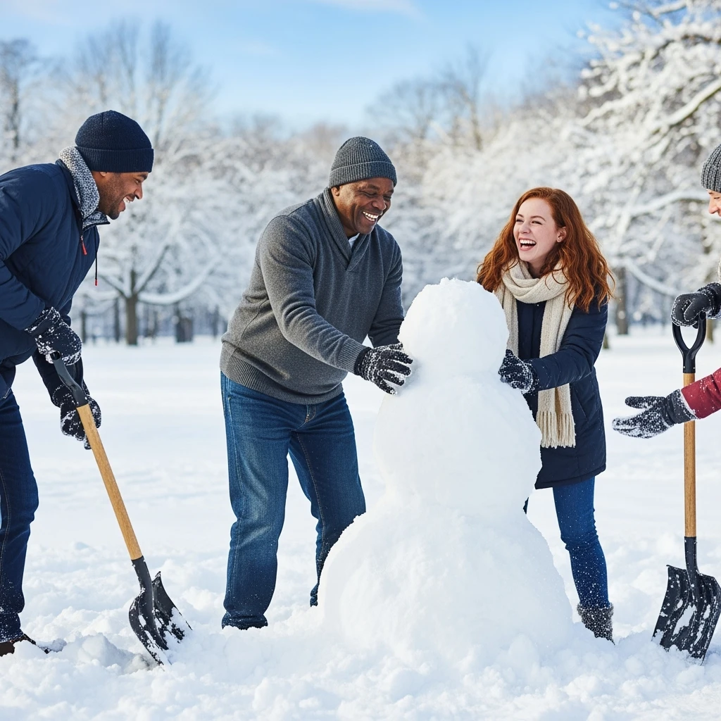 people making a snowman emoji