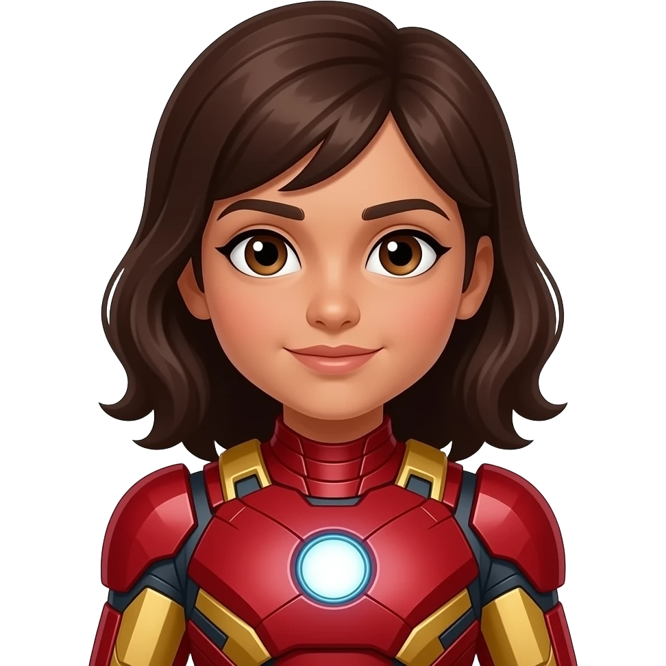 Indian girl as iron man brown hair brown eyes light More brown skin emoji