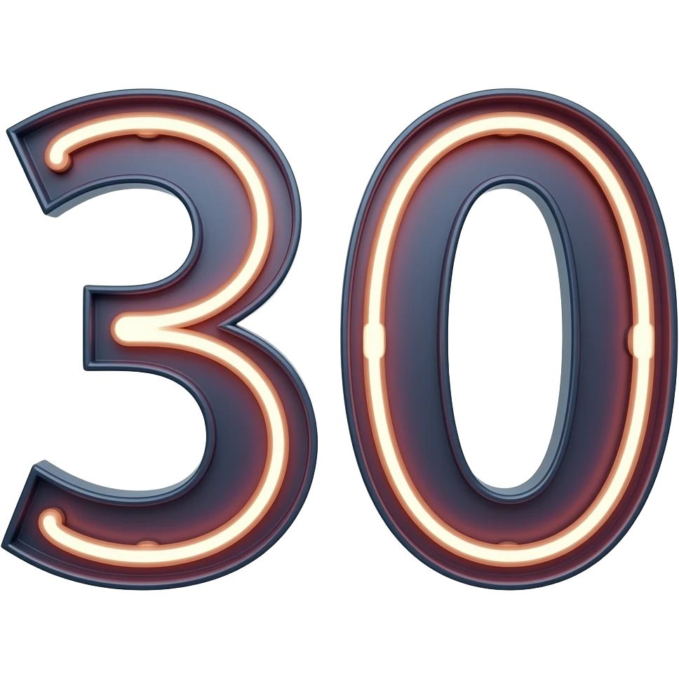 30 number in neon emoji