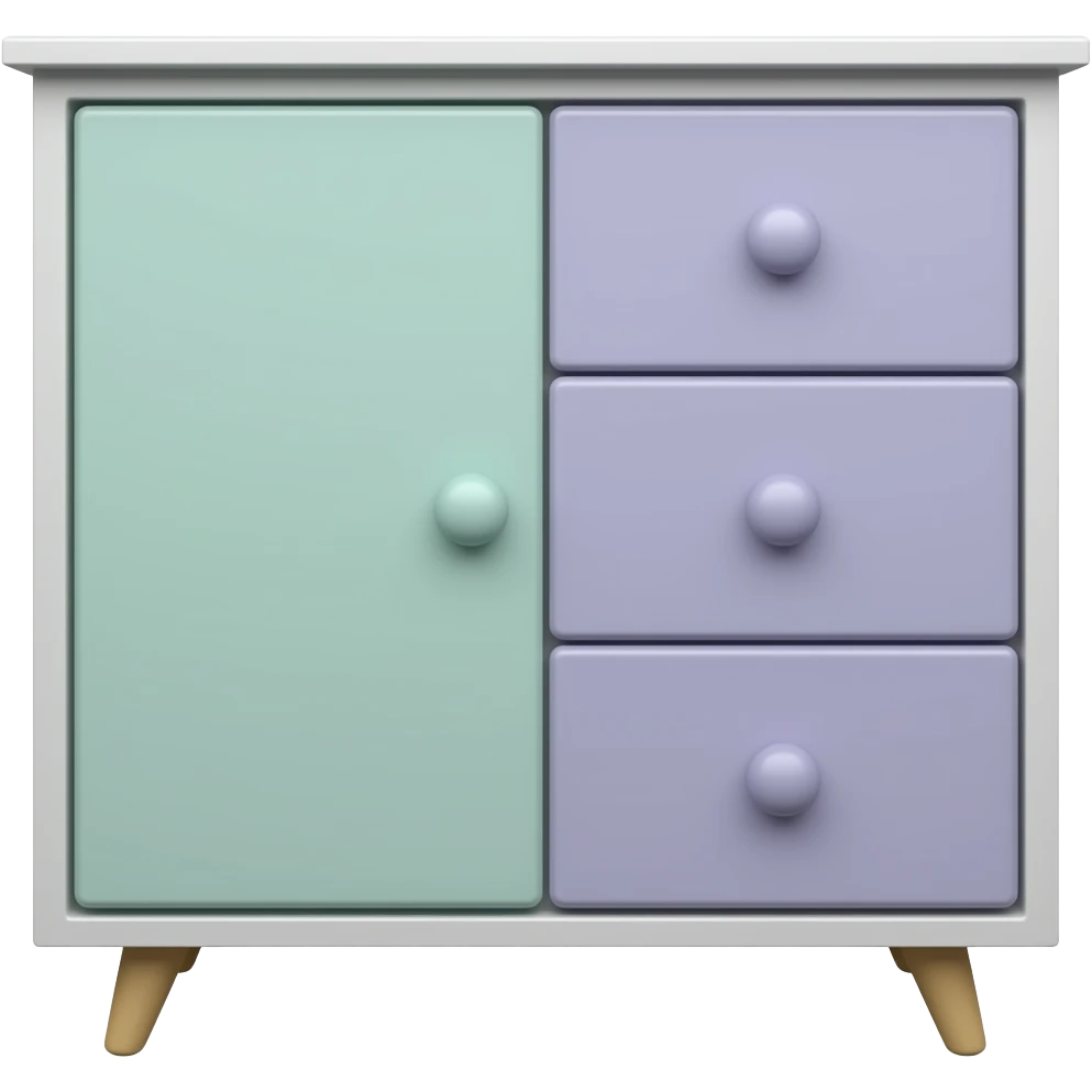 soft green purple living room cabinet , transparent background inspired by barbie colour pallete emoji