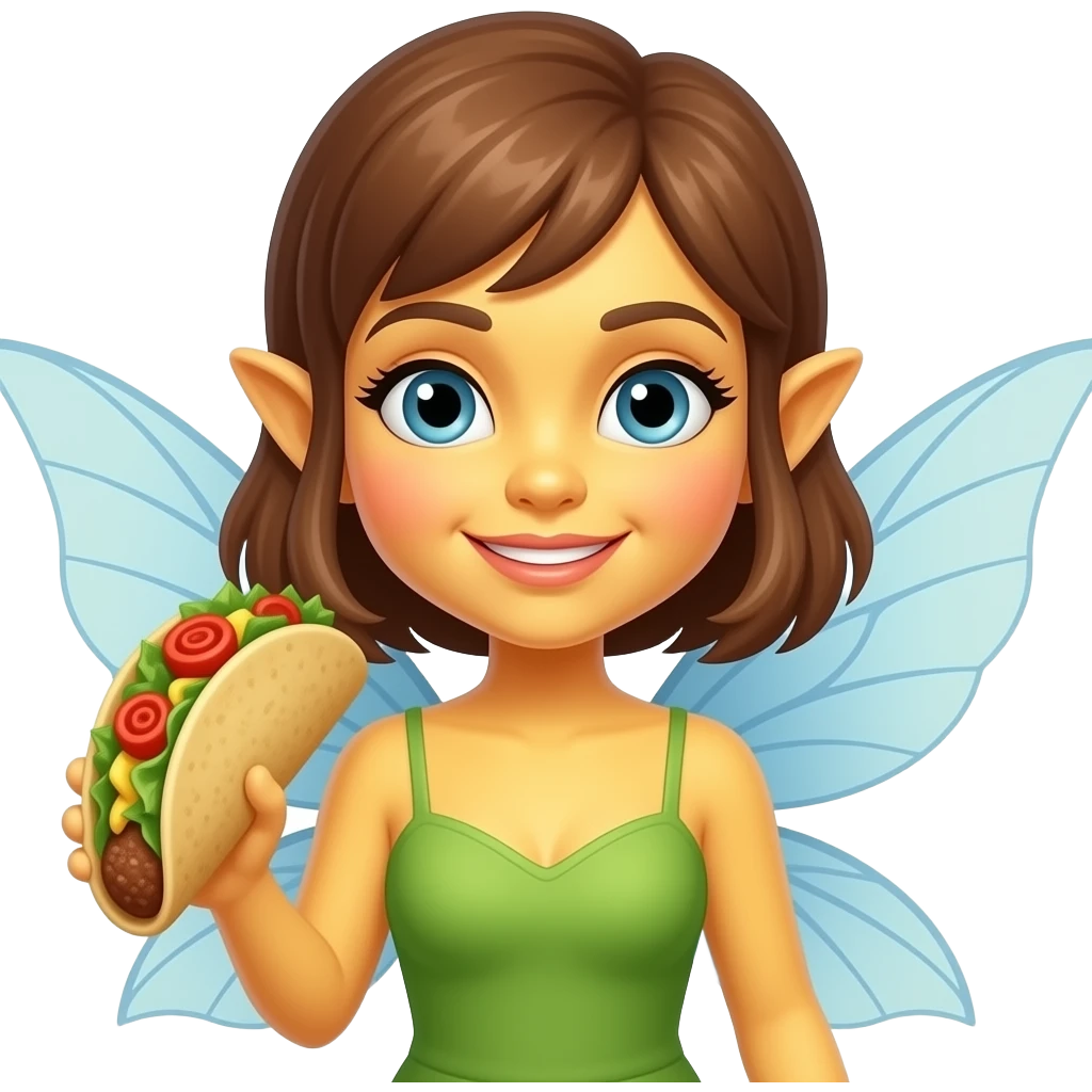 yellow skin girl fairy carrying taco emoji