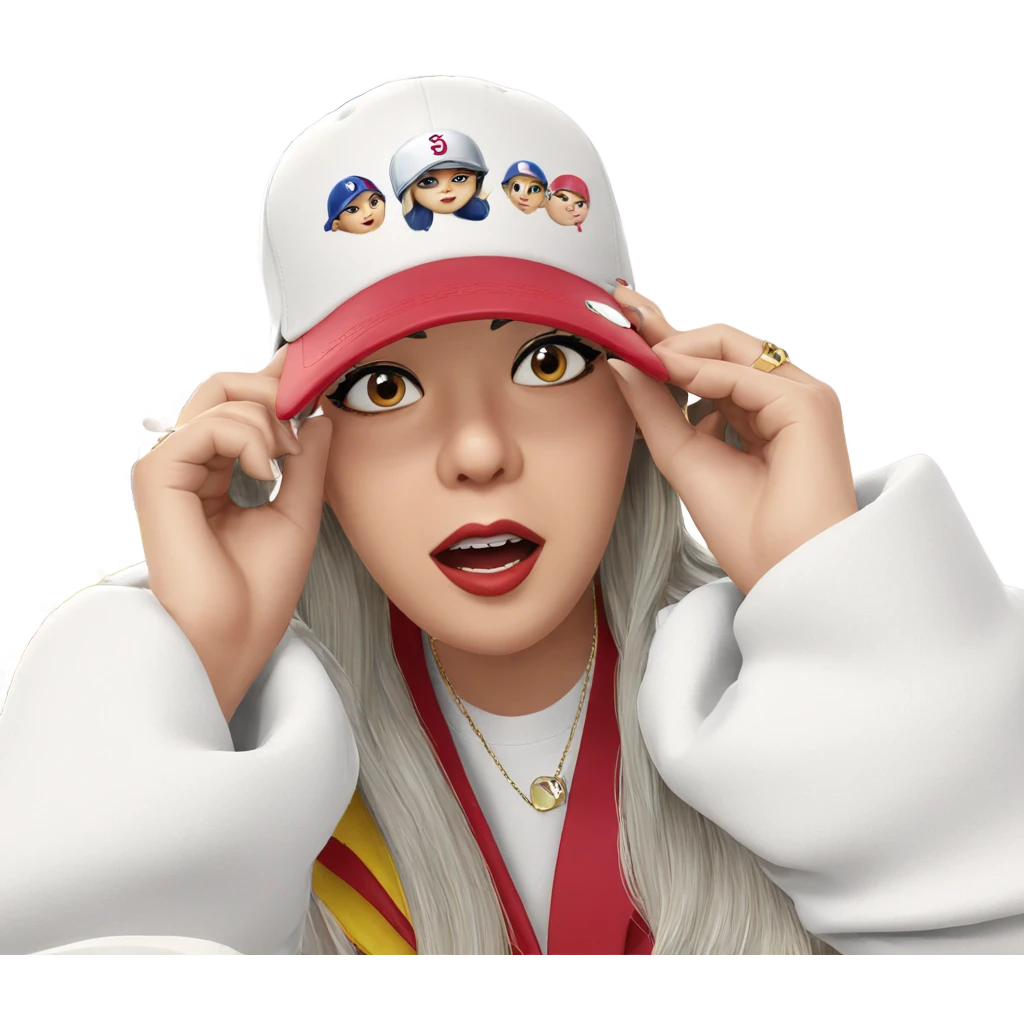 girl with baseball cap jewelry emoji