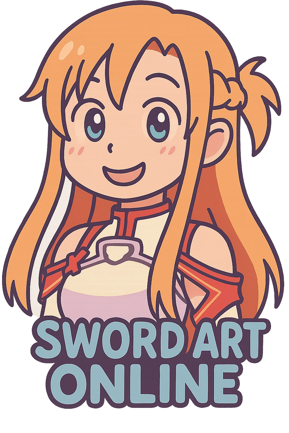 Sticker of Asuna from Sword Art Online in pastel toon style with a sweet expression, inspired by the provided reference image. emoji