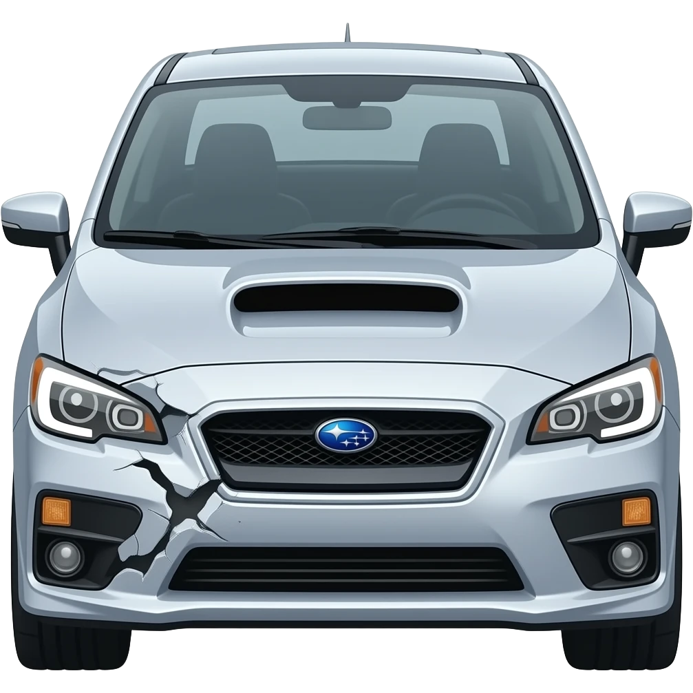 silver car crash front end damage subaru impreza emoji