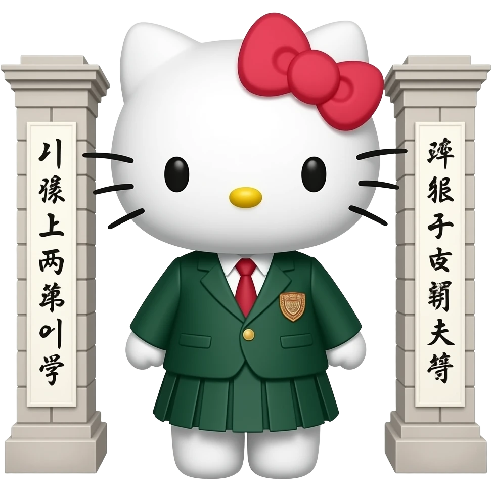 Hello Kitty attending Ewha Womans University ( The clothes were dark green. ) emoji