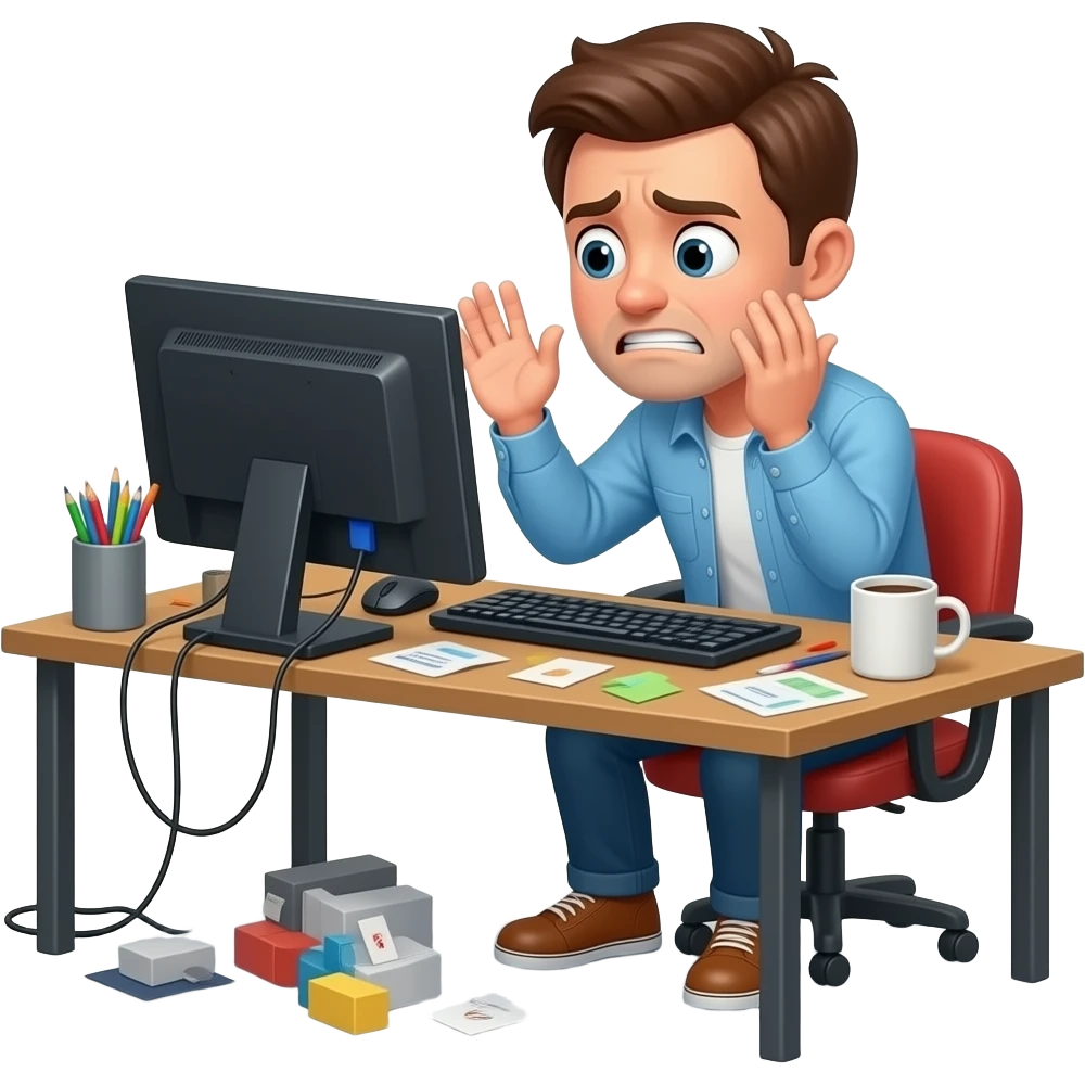 Draw a person who is having difficulty using the computer. emoji