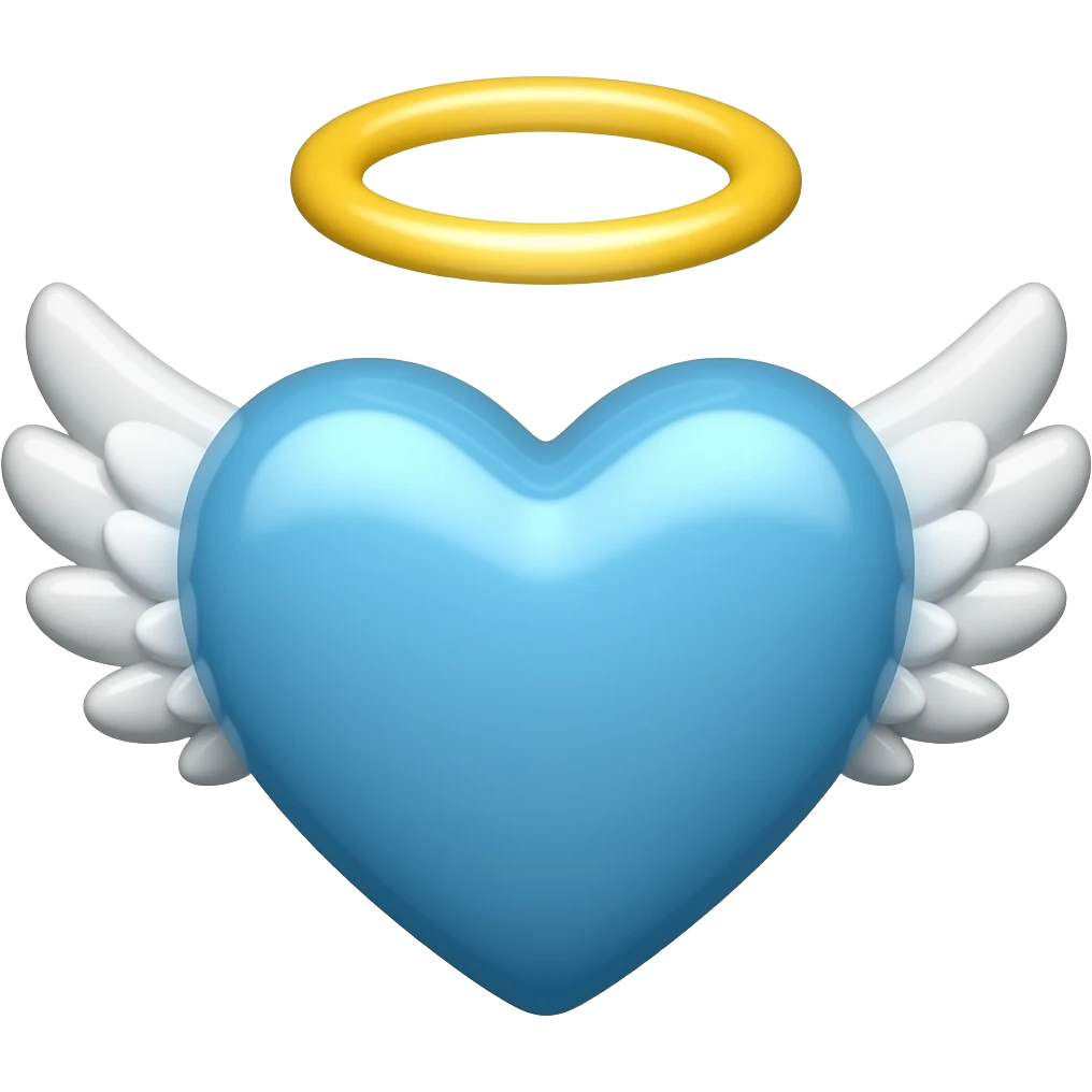Create an emoji with blue heart ,angel wings and a halo emoji