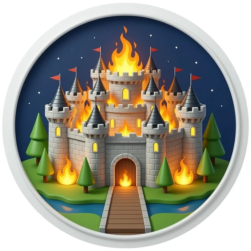 burning round 3d castle siege emoji