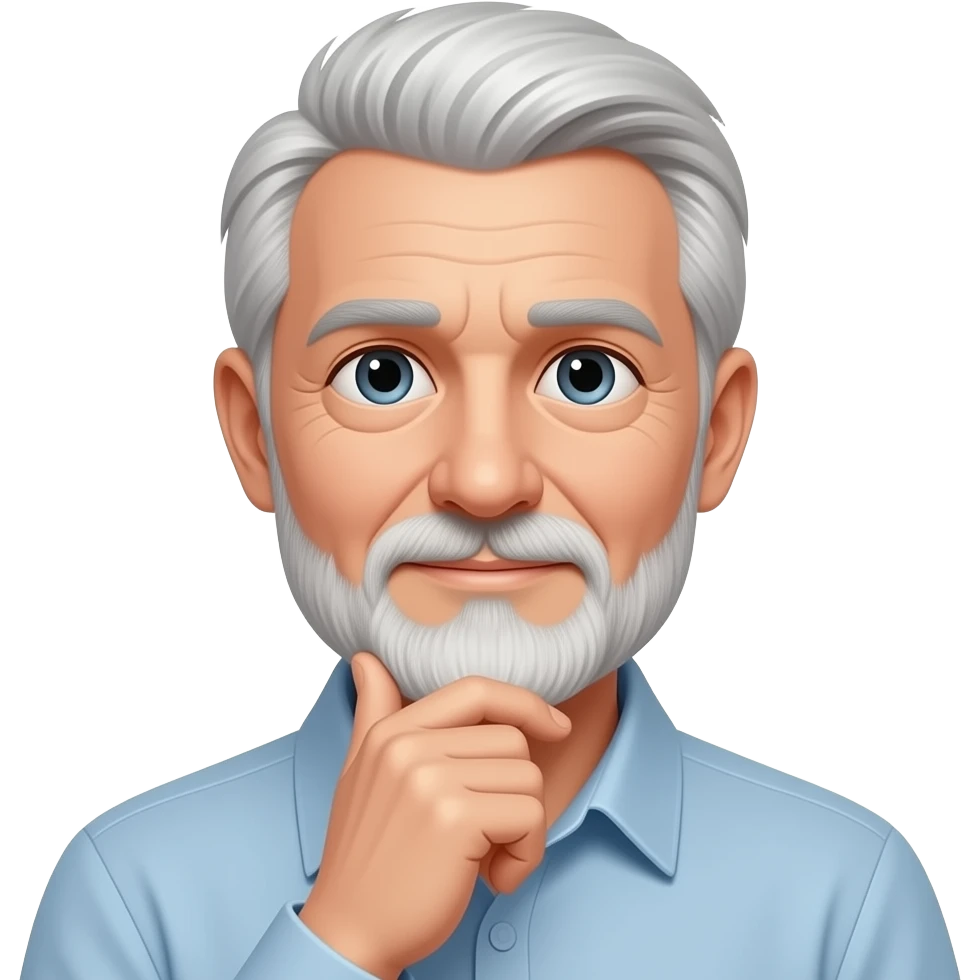 A 65-year-old man who is always thinking emoji