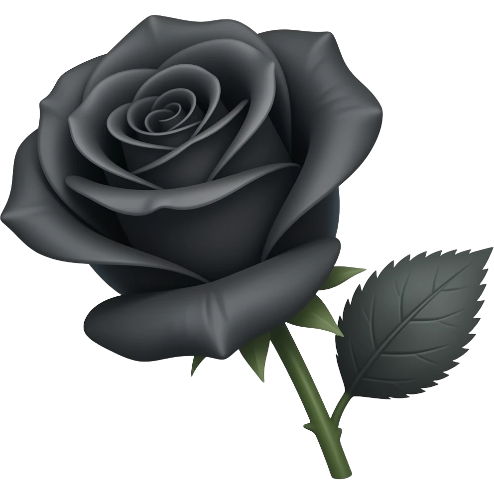 mawar hitam dengan tangkai emoji