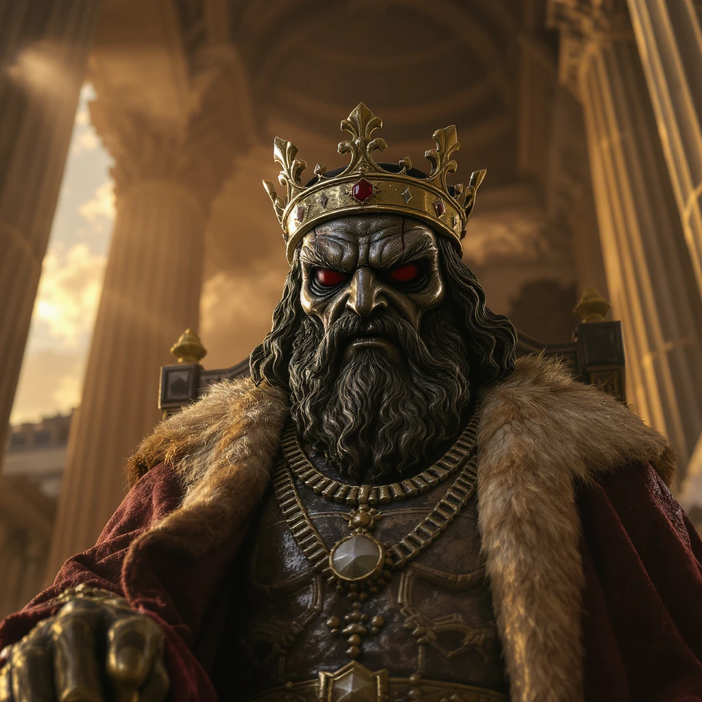 The sinister king emoji, not cartoon like emoji