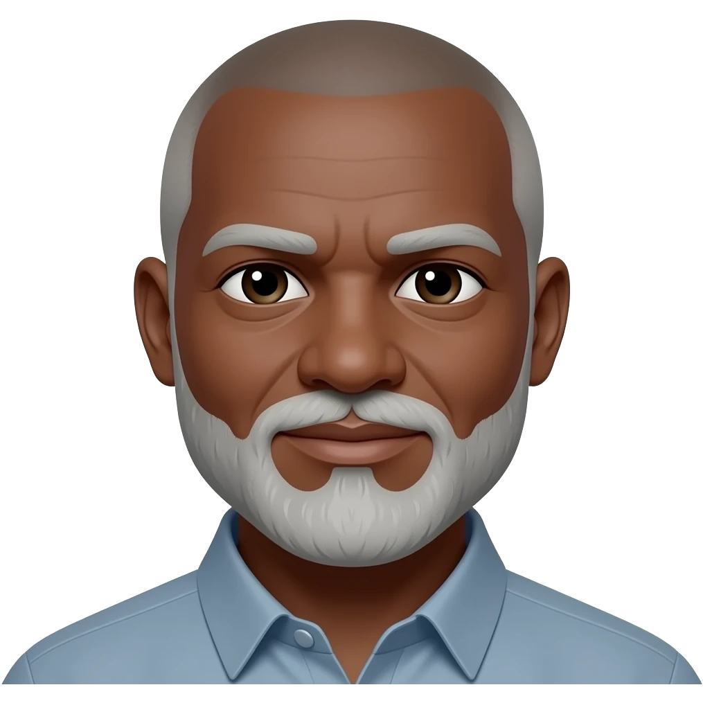 55 year old black male with grey bearded and bald headed emoji