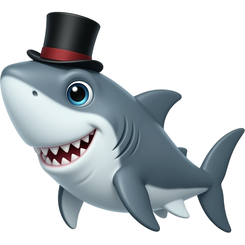 Shark with a top hat emoji