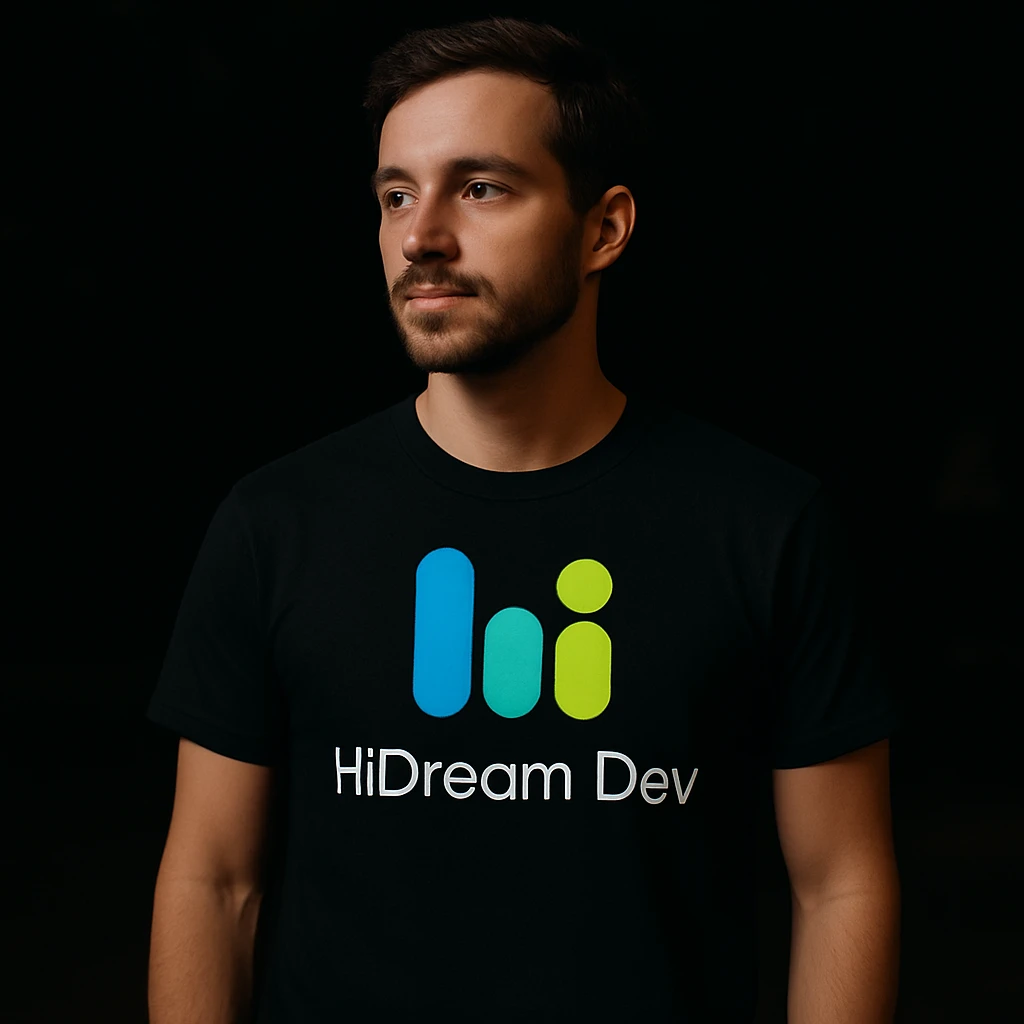 man wearing tshirt with this logo, dark night background with dim  emoji