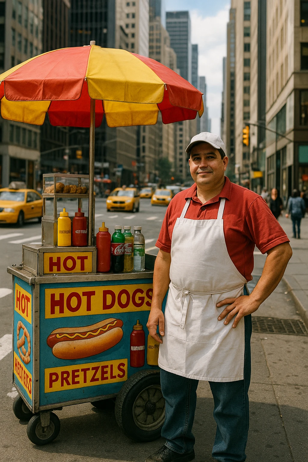 hotdog seller in New York with cart emoji