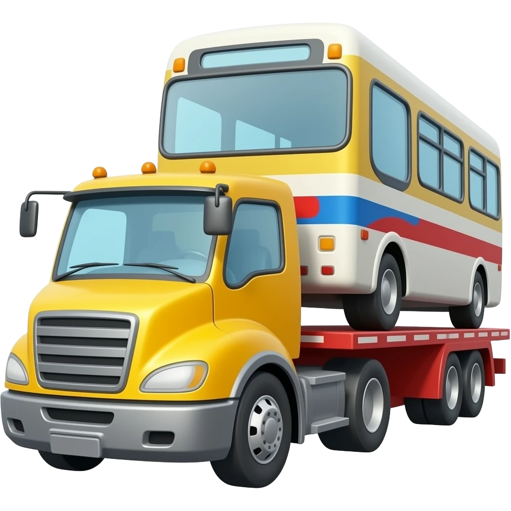 Truck towing a bus emoji