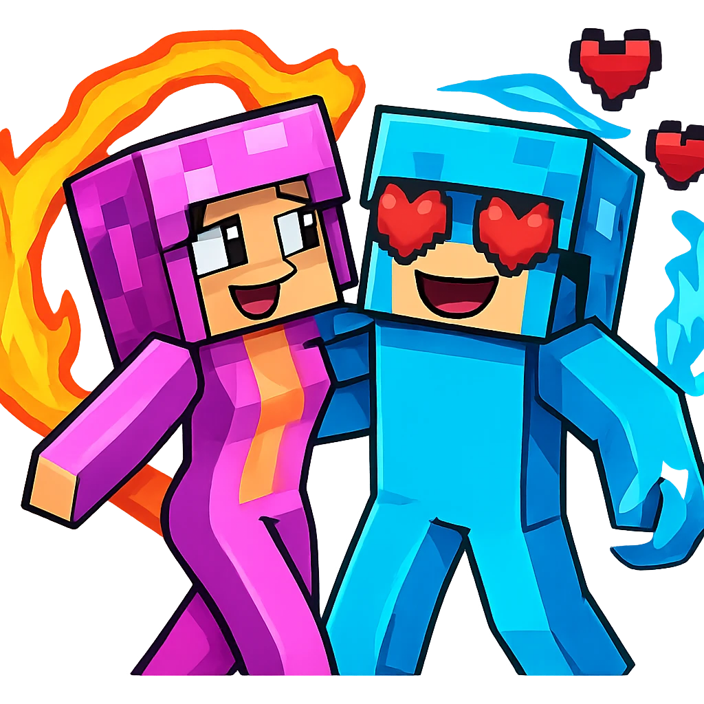 Change the expression of the bottom right character to a heart eyes face, keeping the style and appearance the same, inspired by playful Minecraft-style expressions. Transparent background. emoji