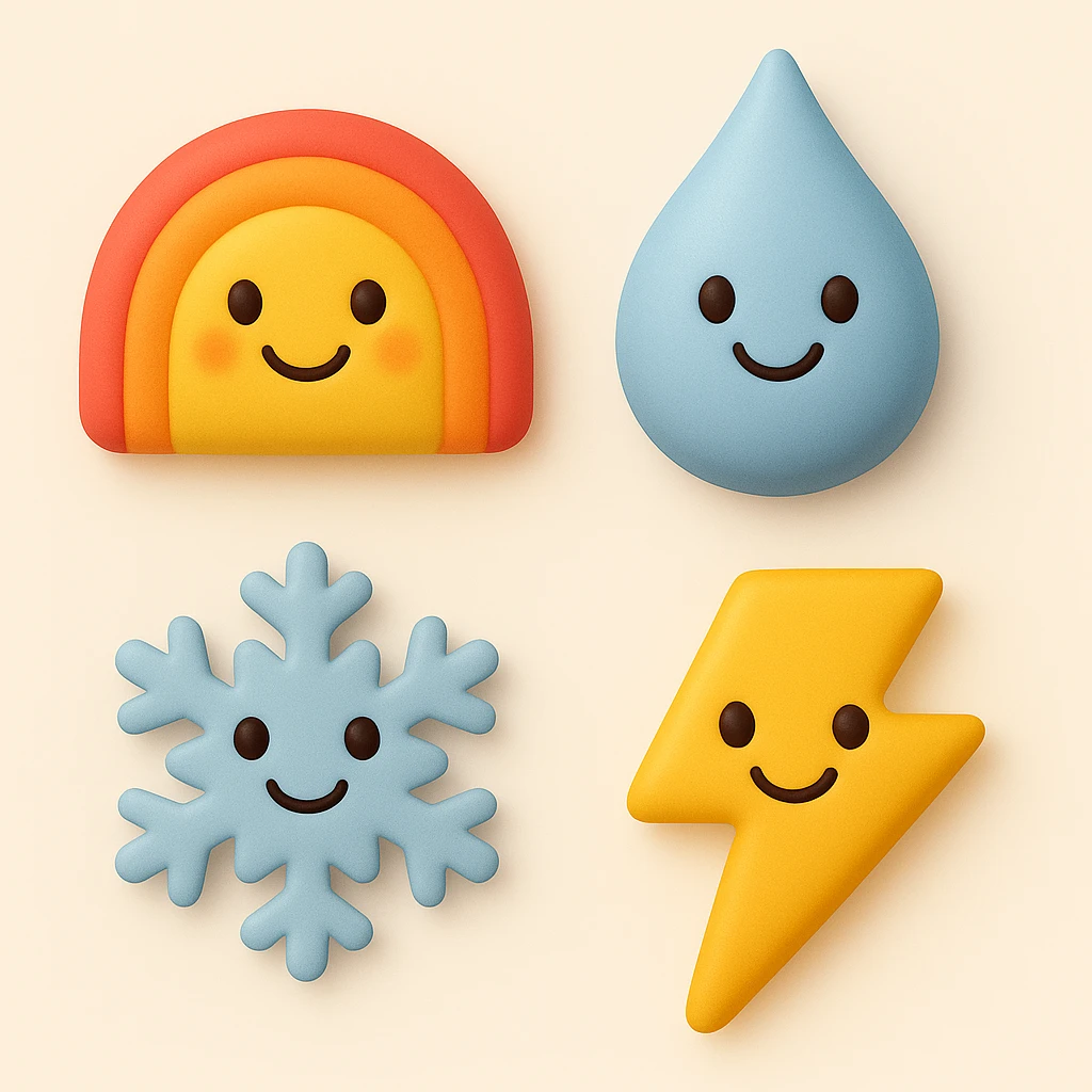 make four emojis in same style emoji