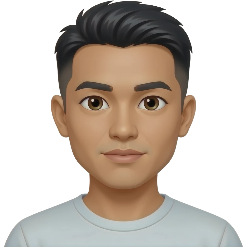 25 year old Filipino man fade hair cut closed lips opened eyes emoji