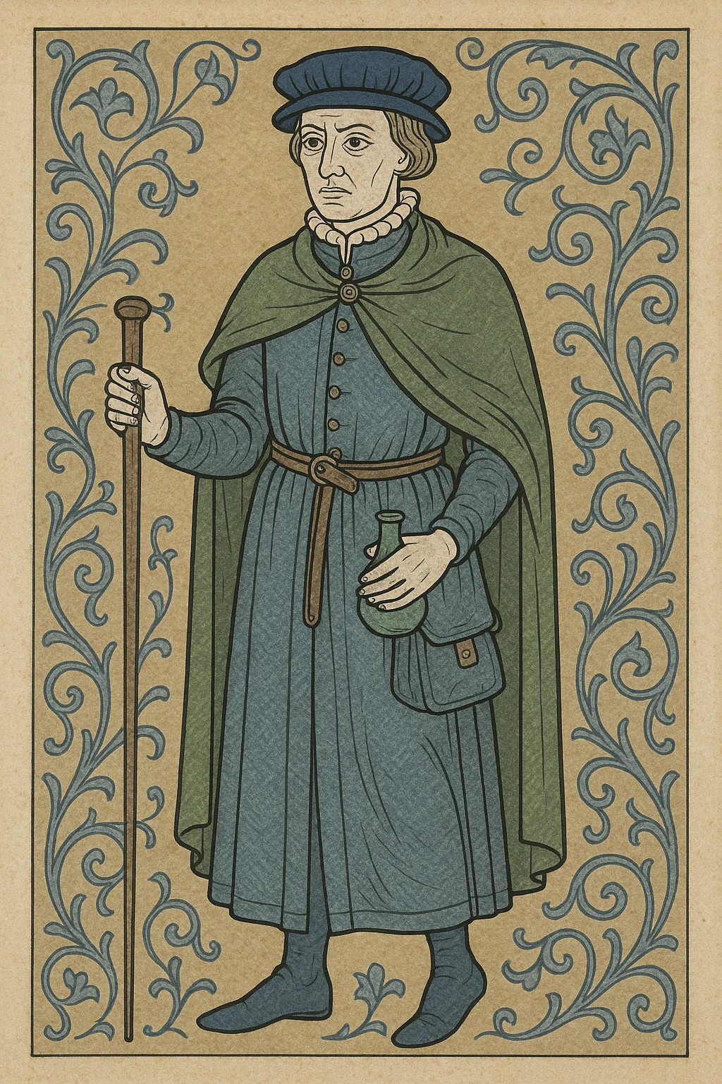 Tudor doctor, historical attire, detailed, full figure, 16th century style emoji