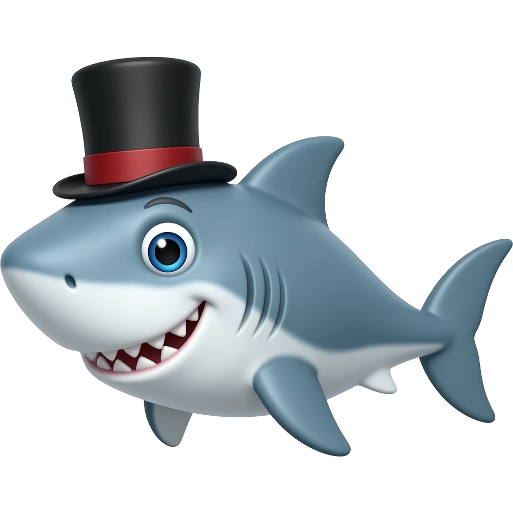 Shark with a top hat emoji