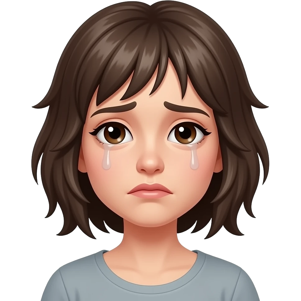 Sad Woman with bad crooked uneven haircut emoji