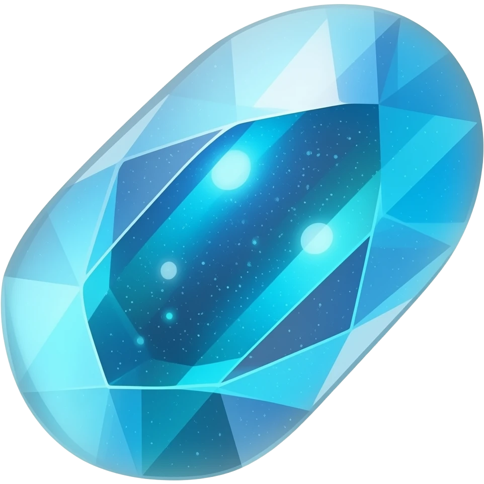 Glowing neon cyan blue Celestial crystal nail shard emoji