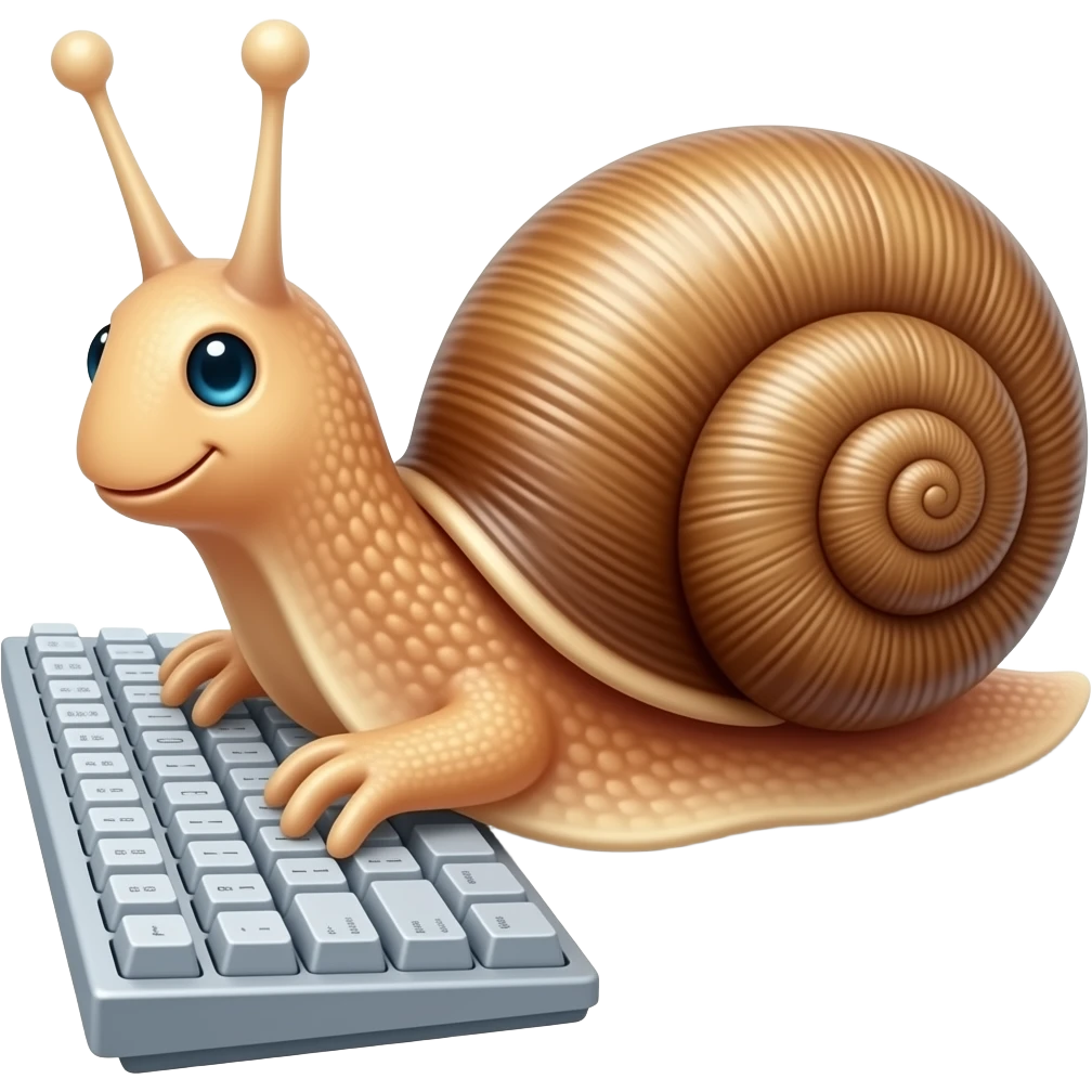 snail typing on a keyboard emoji