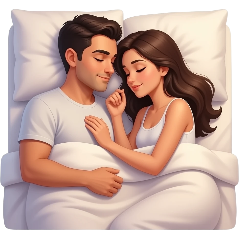 2 man in 1 girl in bed love emoji