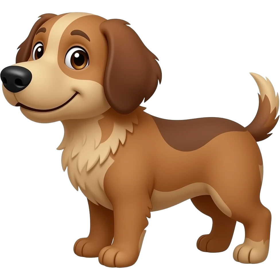 Cartoon brown dog with standing up emoji
