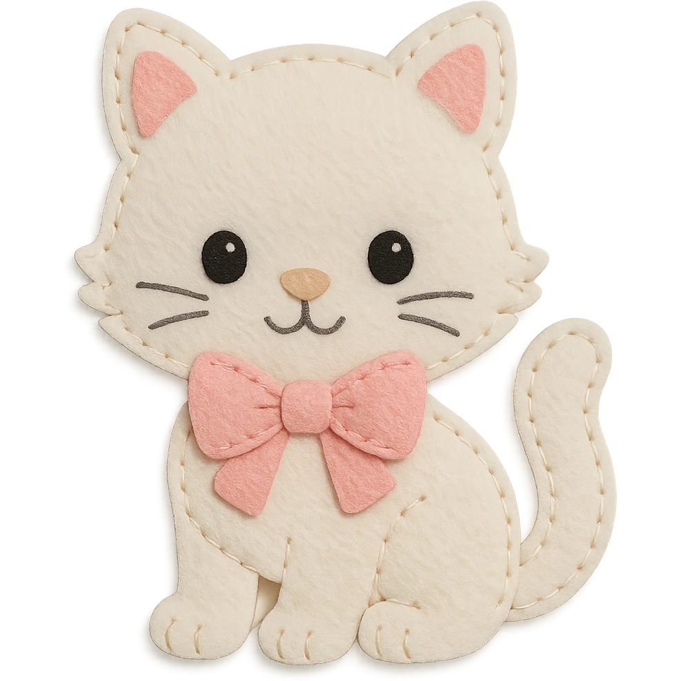 cute fluffy white kitten with a light pink bow emoji