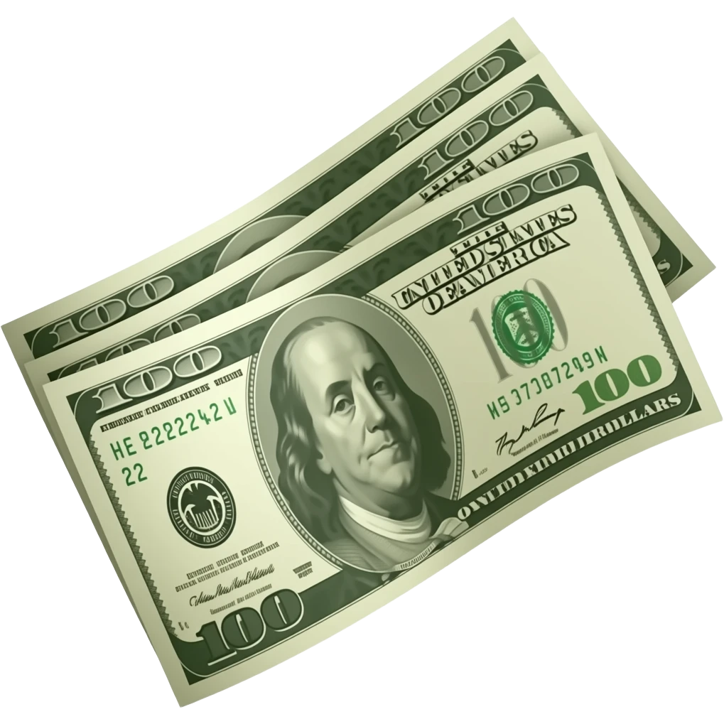two $100 bills together emoji