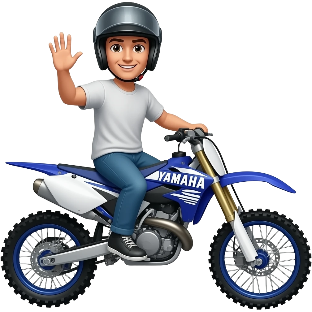Yamaha 450 scrambler with man waving in helmet emoji