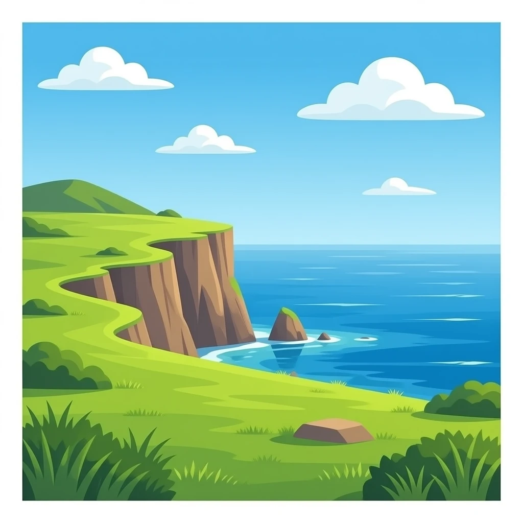 grassy cliff looking out onto the sea from the back emoji