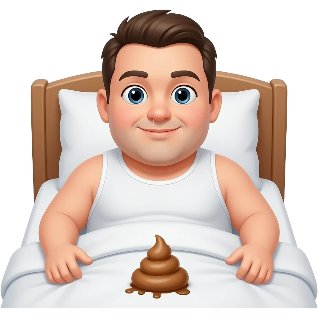 a fat boy pooping on his bed emoji