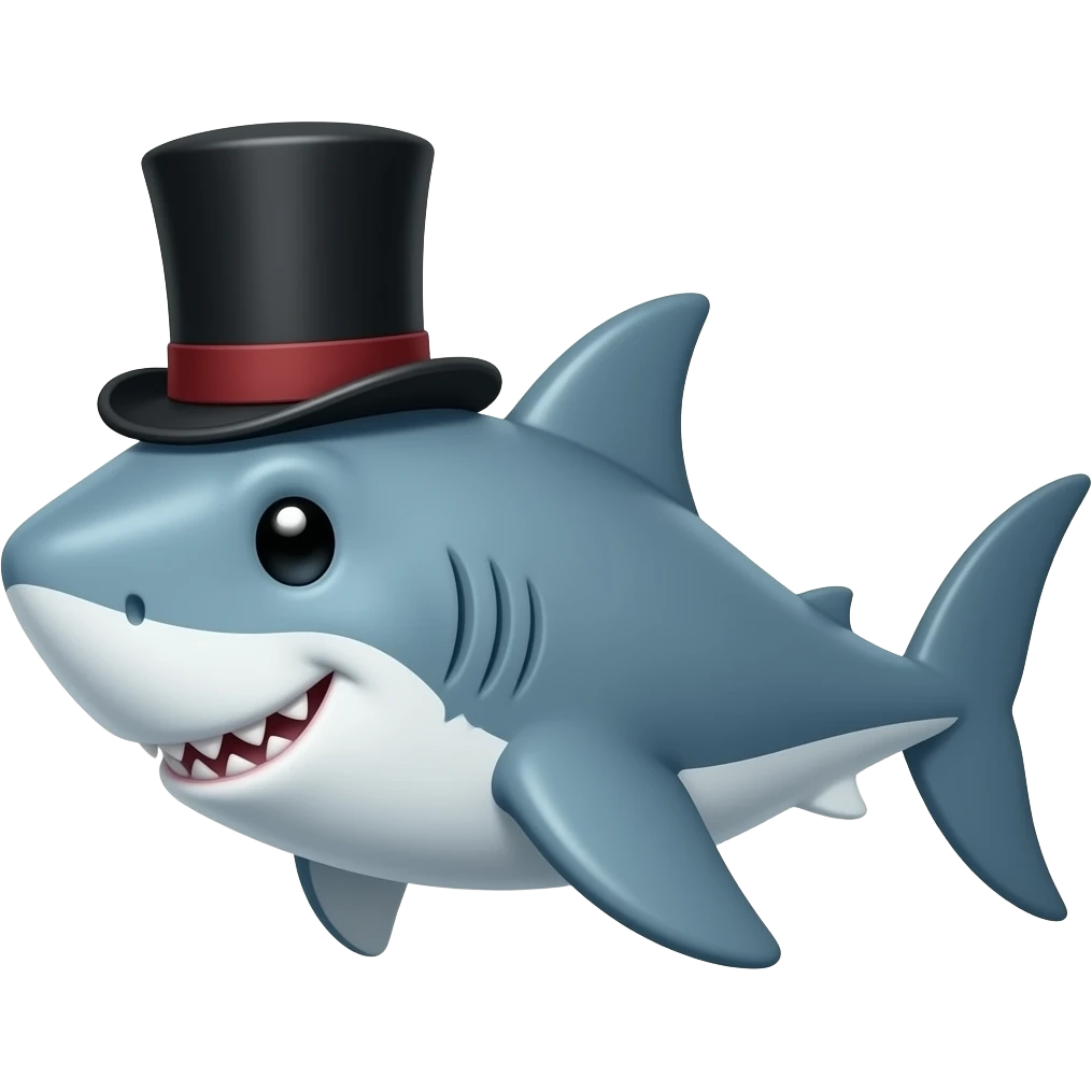Shark with a top hat emoji