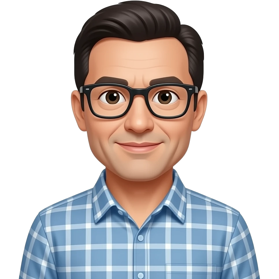 Man, glasses, middle ages, smart, glasses, casual emoji