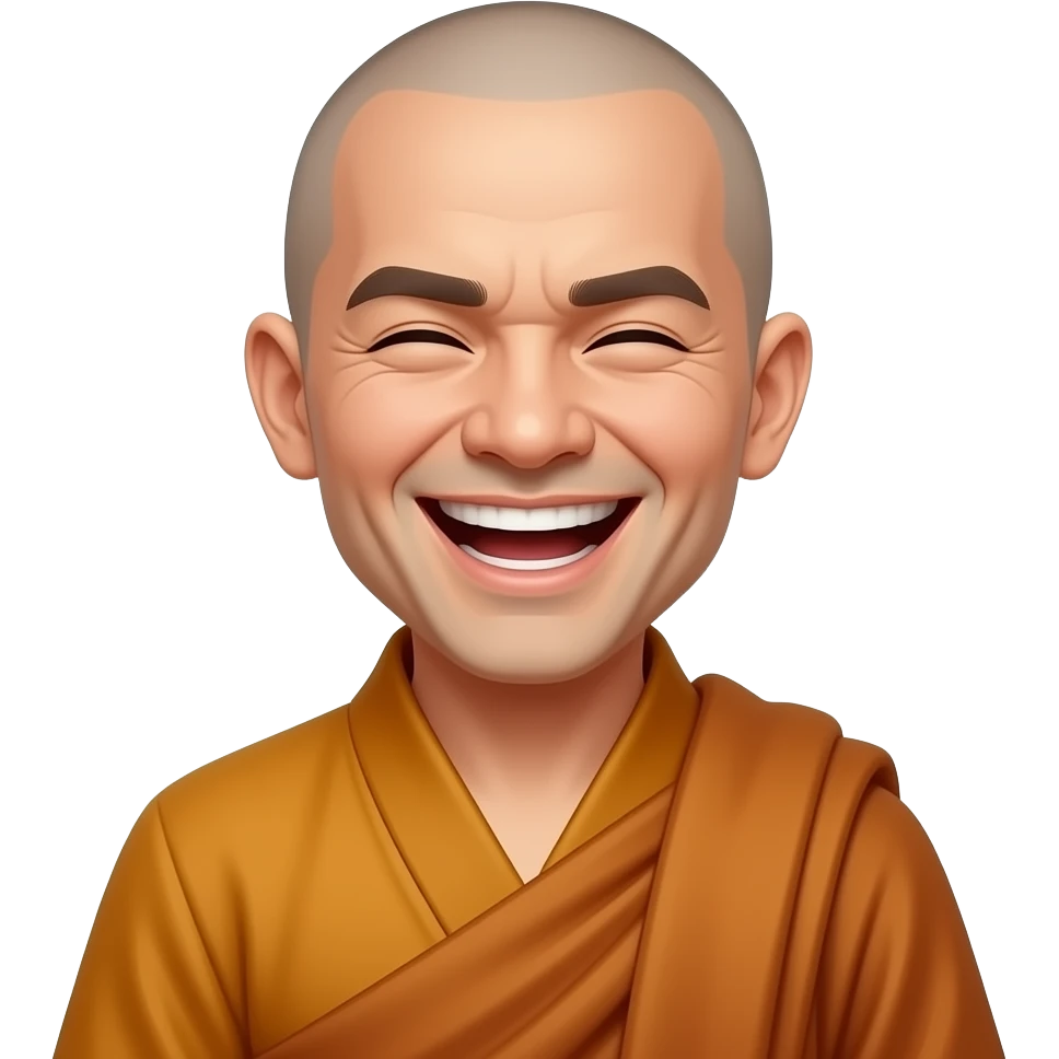 Monk laughing in sarcastic way emoji