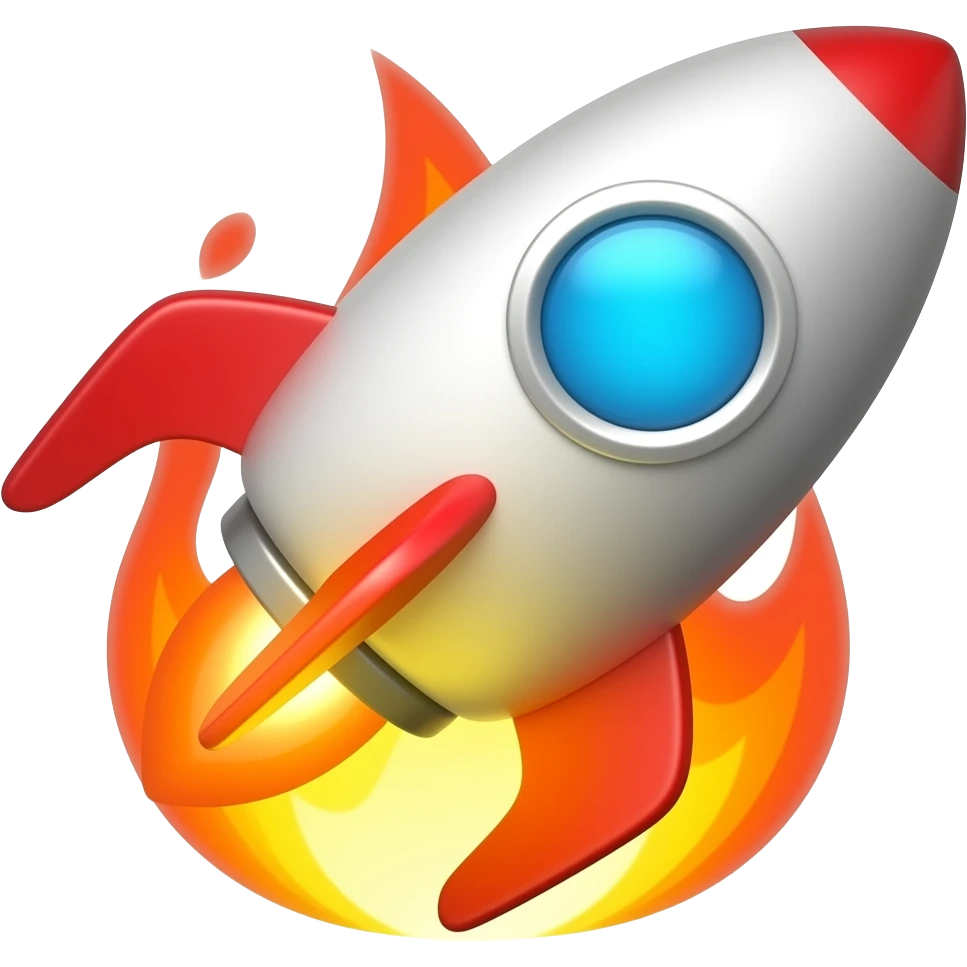 Rocket emoji or Icon with fire emoji
