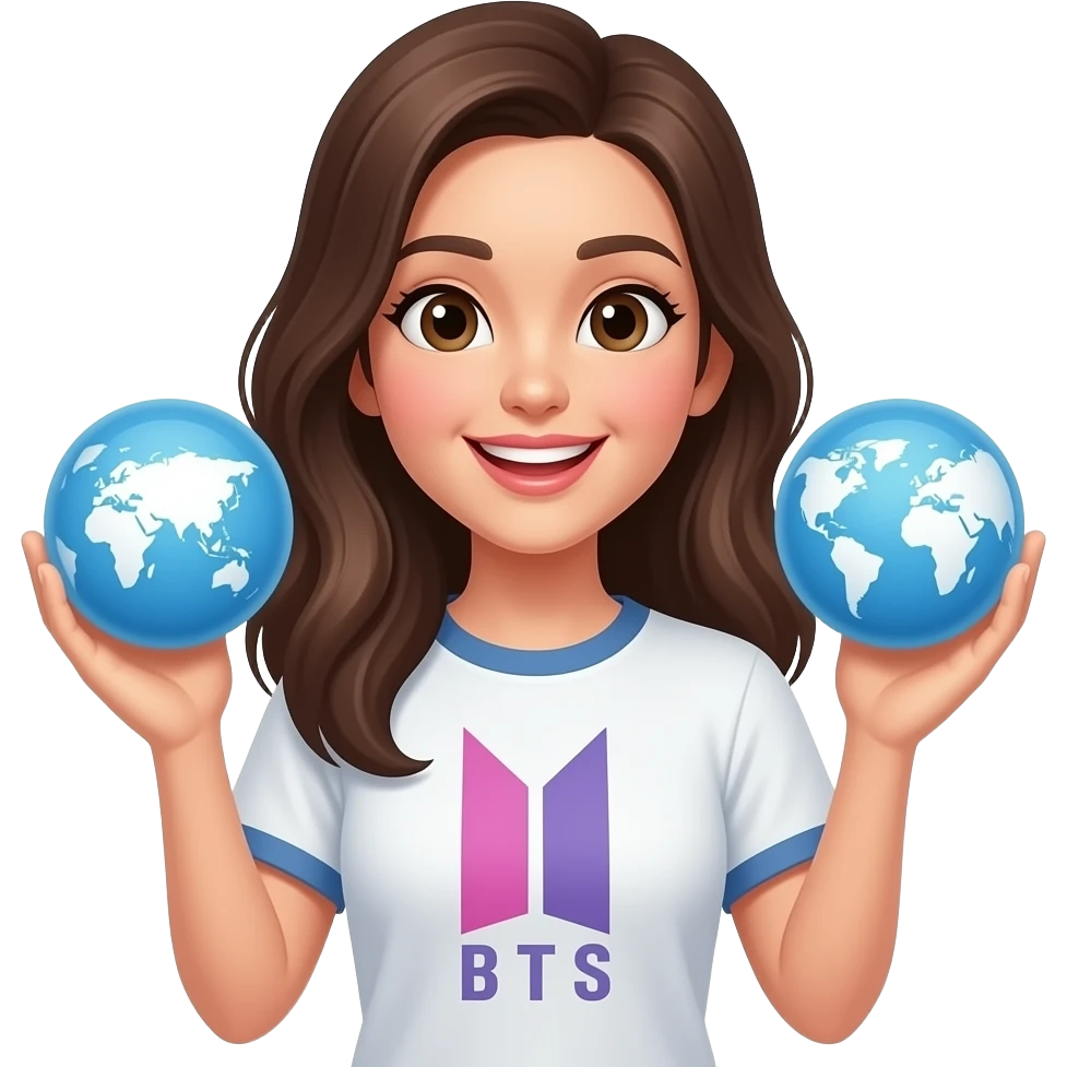 방탄소년단 팬덤과 글로벌 시청자 이모지를 원해. 긍정적인 표정을 짓고 있는 여자 emoji