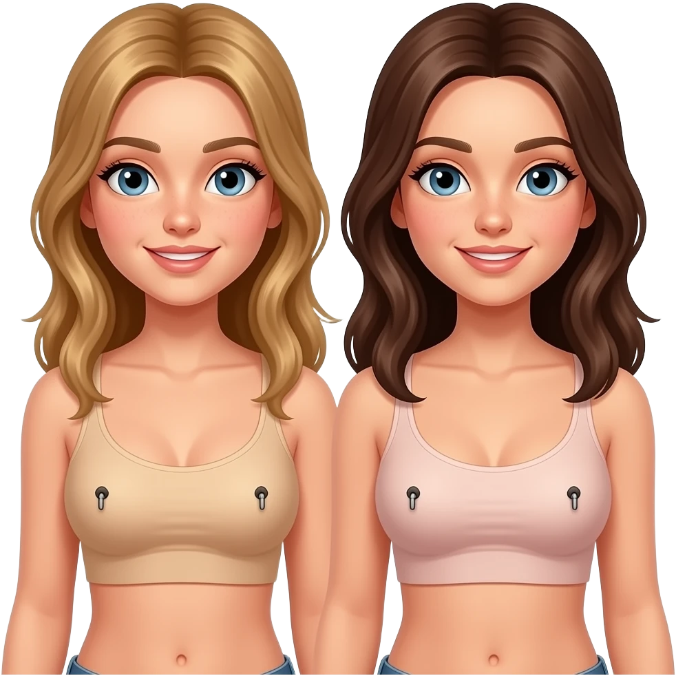 2 Braless Teen girls piercing on tits emoji