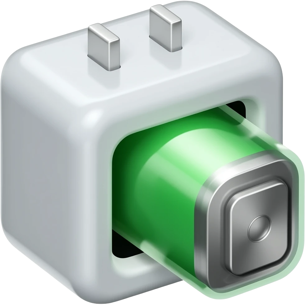 Battery Charger station point emojis: Professional single icon style, no cartoon, no cute style emoji